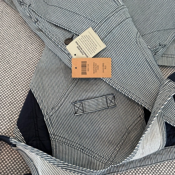 Duluth Trading Bibs Railroad Pin Stripe Rootstock Gardening Shorts Overalls XL - Picture 6 of 13